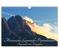 Malerisches Garmisch Partenkirchen - Aquarelle und Fotografien (Wandkalender 2026 DIN A4 quer), CALVENDO Monatskalender: Aquarelle und Fotografien der malerischen Stadt an der Zugspitze