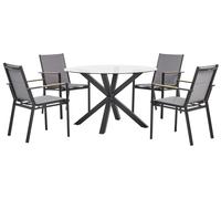 MALETTO/BUSSETO 4 posti Set da pranzo da giardino Nero Vetro