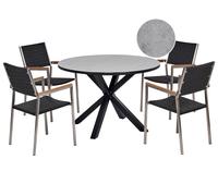 MALETTO/GROSSETO 4 posti Set da pranzo da giardino Effetto marmo Grigio/ Nero