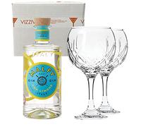 MALFY GIN LIMONE 41% Vol 700 ml - Due Bicchieri In Vetro Borgonovo 620 ml
