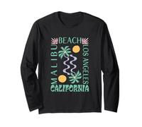 Malibu Estate California Beach Retro Arte Astratta Grafica Maglia a Manica