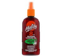 Malibu Sun Oli abbronzanti da 200 ml, con olio di argan, profumo tropicale di cocco, schermo solare 2 SPF, 6 SPF, 8 SPF, 10 SPF, 15 SPF, abbronzatura veloce con Beta Carotene, cocco, olio di argan