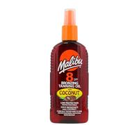 Malibu Sun SPF 8 Olio abbronzante abbronzante, resistente all'acqua, profumo di cocco, 200 ml