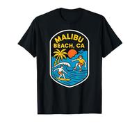 Malibu Surfing Malibu Beach CA Retro Uomo Beach Life Maglietta