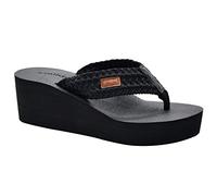 MALIDA Womens Wedge Arch Support Flip Flops Cushion Soft Rubber Midsole Platform Thong Sandals with Rubber Sole,Black US 7