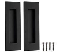 Malimali Tiranti da incasso da 15,2 cm, per porta a scomparsa, armadio, maniglia per porta scorrevole, in acciaio inox nero opaco, rettangolare, per porte scorrevoli (confezione da 2)
