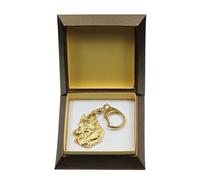 Malinois - Placcato Oro Portachiavi Con Uno Cane, Scatola Art Dog