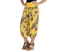 Malito 8938 - Pantaloni Aladin da donna con motivo floreale, pantaloni harem per danza, pantaloni a pompa, pantaloni per il tempo libero, giallo., 40-48