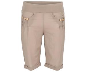 Malito - Bermuda da donna - tinta unita leggermente trasparente - Stile casual - Pantaloni in cotone per vacanze, spiaggia e tutti i giorni 1810, Fango, M