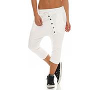 Malito Breve Pantaloni Boyfriend con Bottone 8015 Donna Taglia Unica (Bianco)