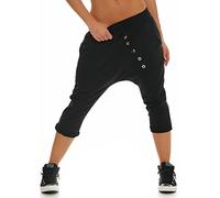 Malito Breve Pantaloni Boyfriend con Bottone 8015 Donna Taglia Unica (Nero)