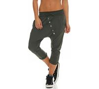 Malito Breve Pantaloni Boyfriend con Bottone 8015 Donna Taglia Unica (Oliva)