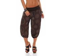 Malito Breve Pantaloni della Tuta con Estivo Print Sweatpants Baggy 7182 Donna Taglia Unica (Marrone Scuro)
