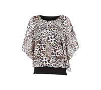 Malito - Camicetta da donna in look pipistrello - Tunica a maniche corte con taglio comodo - Elegante camicia oversize con vita larga - Shirt stampa leopardata e tinta unita 6296 (34-42), Leone bianco