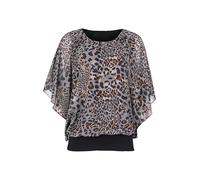 Malito - Camicetta da donna in look pipistrello - Tunica a maniche corte con taglio comodo - Elegante camicia oversize con vita larga - Shirt stampa leopardata e tinta unita 6296 (34-42), Leone grigio