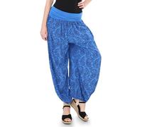 Malito Donna Harem Pantaloni con Orient Print Boyfriend Aladin Pantaloni Pump Baggy Yoga 8580 (Blu)
