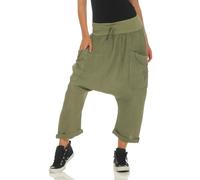 Malito Donna Harem Pantaloni di Lino Bloomers Capri Pantaloni Plain Colors 6285
