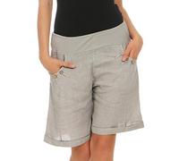 Malito Donna Lino Pantaloni Casual Bermuda Pantaloni Uni Colors 8024 (Grigio Chiaro, M)