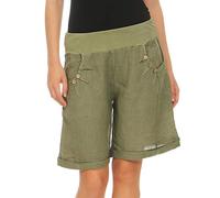 Malito Donna Lino Pantaloni Casual Bermuda Pantaloni Uni Colors 8024 (Oliva, L)
