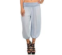 Malito Donna Pantaloni Pump Harem Pantaloni Aladdin Baggy Uni 1483 (Blu Chiaro)