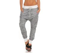 Malito Donna Pantaloni Sweatpants Baggy Chiusura con Bottoni 7398 (Bianco)