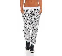 Malito Donna Stella Pantaloni Boyfriend Twist Pantaloni Pump Baggy Yoga 8020 (Bianco)