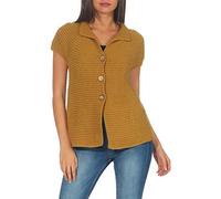 Malito Lungo Cardigan Bottone Maglione Casual 5060 Donna Taglia Unica (Giallo)