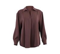 malito more than fashion Camicetta da donna, classica, a maniche lunghe, con scollo a V, elegante, in tinta unita, oversize, per ufficio e uso quotidiano, 2300 (taglia S-XL), marrone, 42/48 EU