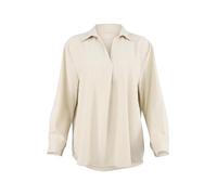 malito more than fashion Camicetta da donna, classica, a maniche lunghe, con scollo a V, elegante, in tinta unita, oversize, per ufficio e uso quotidiano, 2300 (taglia S-XL), crema, 42/48 EU