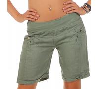 Malito Pantaloncini da Tessuto di Lino Pantaloni Hotpants 3001 Donna