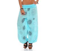 Malito Pantaloni alla déstate Disegno Yoga Boyfriend Pump Baggy 7181 Donna Taglia Unica (Blu Celeste)