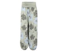 Malito - Pantaloni harem da donna con stampa floreale floreale, traspiranti, sottili, per il tempo libero, pantaloni Aladin delicati sulla pelle, 1485 (XS-XL), oliva, 40-48