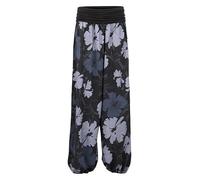 Malito - Pantaloni harem da donna con stampa floreale floreale, traspiranti, sottili, per il tempo libero, pantaloni Aladin delicati sulla pelle, 1485 (XS-XL), Nero , 40-48