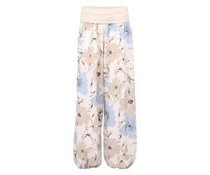 Malito - Pantaloni harem da donna con stampa floreale floreale, traspiranti, sottili, per il tempo libero, pantaloni Aladin delicati sulla pelle, 1485 (XS-XL), beige., 40-48