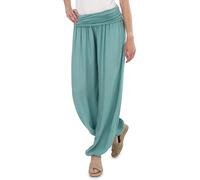 Malito - Pantaloni Harem da Donna in Cotone - Leggeri Estivi per Danza & Rilassamento - Sottili Aladin 1482 (Taglia XS-XL), Giada, 40-48