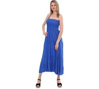 Malito - Vestito a Fascia da Donna - Vestito Senza Spalline per la Spiaggia e per Tutti i Giorni - Vestito Estivo con Top Smocked - Vestito Arioso da Spiaggia 4635 Taglia Unica Blu