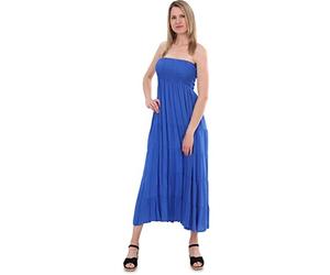 Malito - Vestito a Fascia da Donna - Vestito Senza Spalline per la Spiaggia e per Tutti i Giorni - Vestito Estivo con Top Smocked - Vestito Arioso da Spiaggia 4635 Taglia Unica Blu