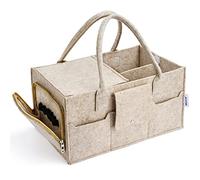 Maliton Contenitore per pannolini, Cestino Porta Pannolini, con Scomparti Rimovibili, regalo per baby shower, Marrone con coperchio