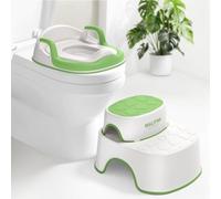 Maliton Riduttore WC Bambini, Design anatomico, Imbottitura morbida rimovibile, Sedile per Vasino con Sgabello (Un Vasino+Due Sgabelli per Bambini), Verde