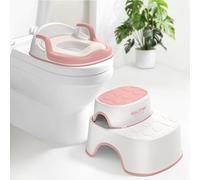 Maliton Riduttore WC Bambini, Design anatomico, Imbottitura morbida rimovibile, Sedile per Vasino con Sgabello (Un Vasino+Due Sgabelli per Bambini), Rosa