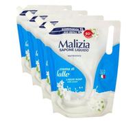 Malizia - Sapone liquido Ecoricarica Latte, 1l (Confezione da 4)
