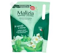 Malizia sapone liquido igienizzante con antibatterico te verde e menta ecoricarica 1000 ml
