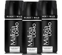 Malizia Uomo Black & Wild Deodorante Spray 150ml 3 Pezzi Profumo Intenso