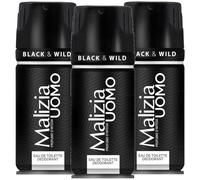 Malizia Uomo Profumo d’Intesa Deodorante Spray 150 ml - Eau de Toilette Maschile, Fragranza Intensa e Duratura, Freschezza per Tutto il Giorno (Black&Wild 3 Unità)