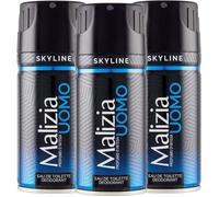 Malizia Uomo Profumo d’Intesa Deodorante Spray 150 ml - Eau de Toilette Maschile, Fragranza Intensa e Duratura, Freschezza per Tutto il Giorno (Skyline 3 Unità)