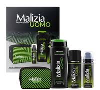 Malizia Vetyver Set Regalo Uomo Bagnodoccia 250 Ml Schiuma da Barba 50 Ml e Deodorante Spray 175 ML Con Pochette