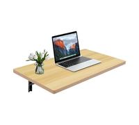 Malkoaswe Tavolo pieghevole da parete piccolo, da parete, pieghevole, da lavoro, scrivania per computer portatile, da parete, per camera da letto, soggiorno, 81 x 45,5 x 25 cm, colore legno