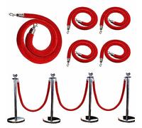 Mall Counter Partition VIP Stanchion Rope with Metal Hooks,5 Pack Red Velvet Rope, Doorway Queue Barriers Cord for Crowd Control(110cm/3.6ft)