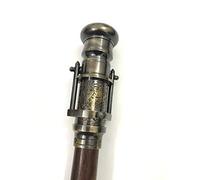 Malla Inc. Bastone da passeggio in legno con telescopio nautico in ottone massiccio e bussola sul manico, 2 bastoni da passeggio pieghevoli in nero anticato