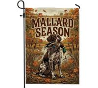 Mallard - Bandiera da giardino con puntatore tedesco a pelo corto, 30,5 x | Cane GSP, bandiera da cortile, anatra reale, tema caccia, paesaggio delle paludi, fogliame autunnale, decorazione rustica